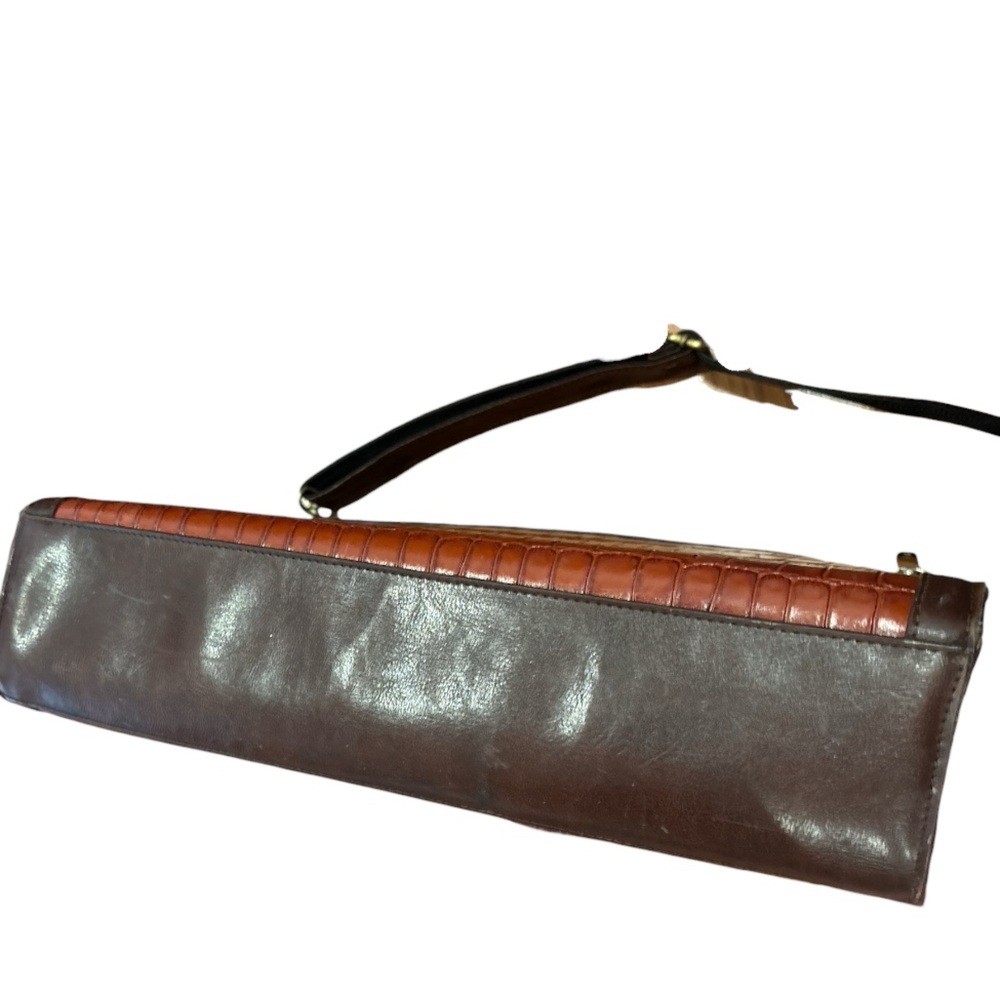 90s MARC CHANTEL BROWN CROCODILE-EMBOSSED & LEATHER TRIM CASE EMBOSSED HARDWARE - Picture 6 of 15